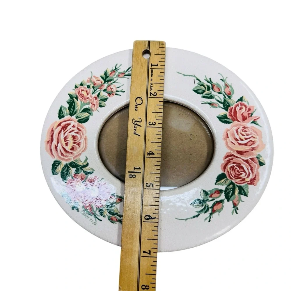 Santa Barbara Ceramic Design Picture Frame 1998 Oval Floral Roses White Signed